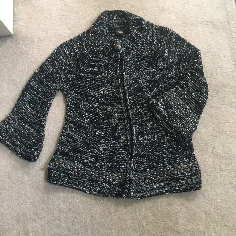 BCBG MaxAzria One Button Embellished Cardigan Sz M